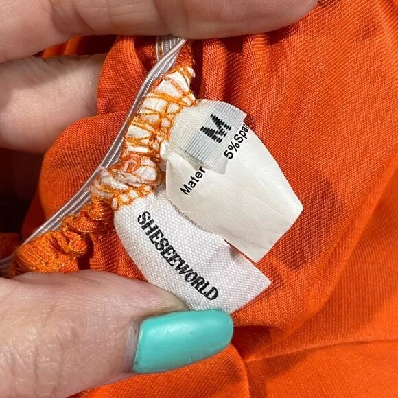Sheseeworld Cut Out Mini Dress Sleeveless Halter Neck Ruched Dress Orange SZ M - Picture 7 of 10